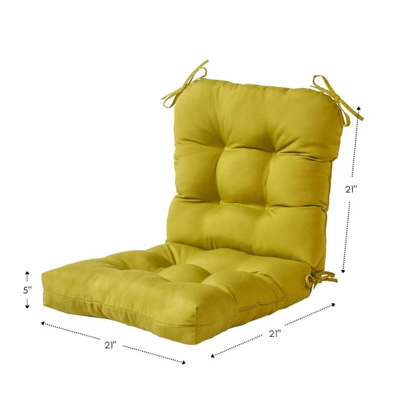 21 x 42-inch Solid Color Outdoor Seat/Back Chair Cushions (Set of 2) (Cushions Only)