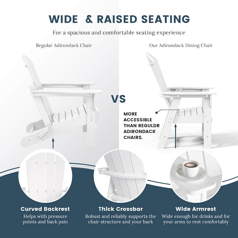 Laguna Hdpe All Weather Outdoor Patio Adirondack Dining Chair With Arms