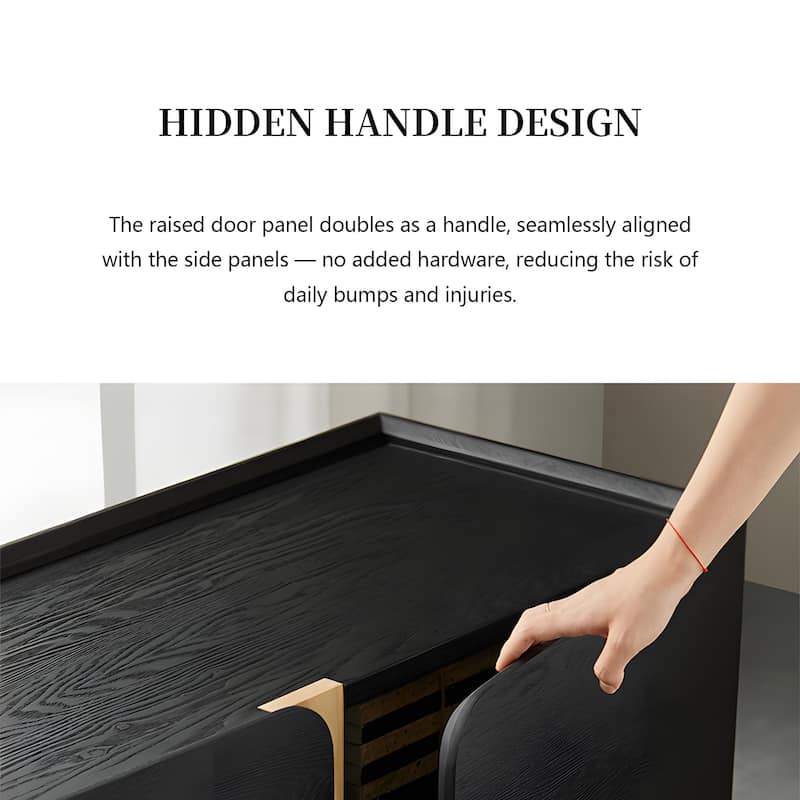 78.74" Modern TV Stands, Black Wood Texture, with 4 Large Cabinets for Storage