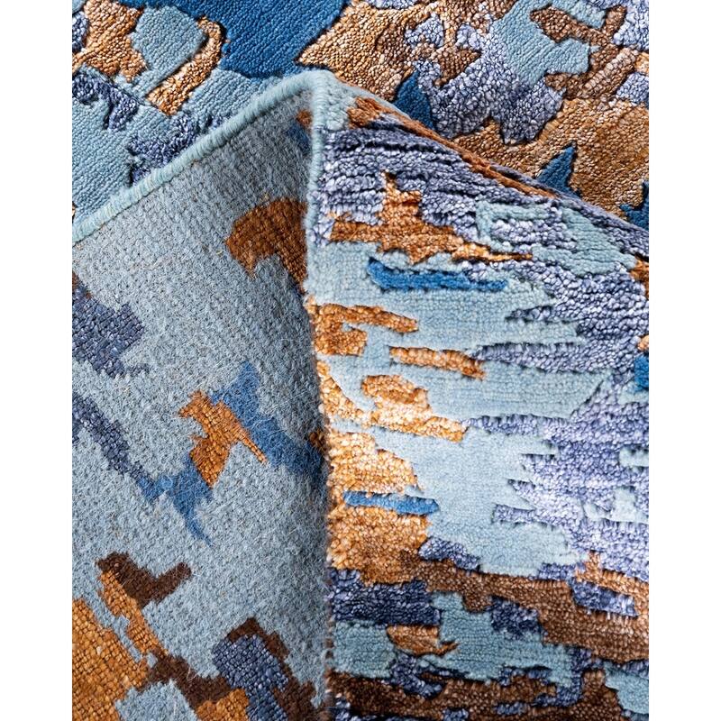 Modern One-of-a-Kind Hand-Knotted Area Rug, Blue - 8' 1" x 10' 0"