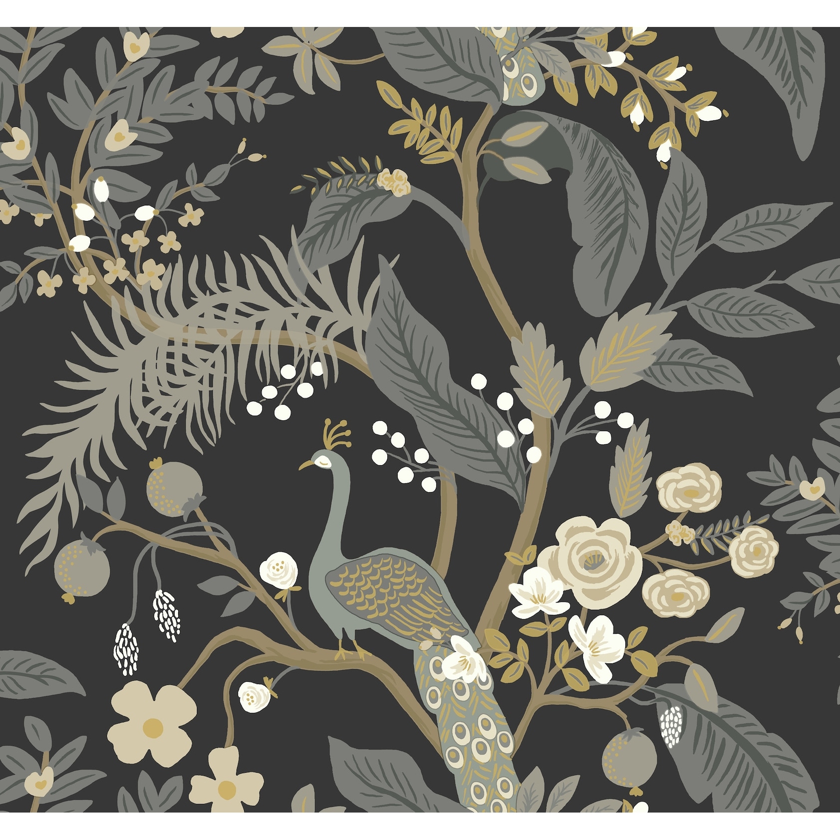Rifle Paper Co.Peacock Black Wallpaper