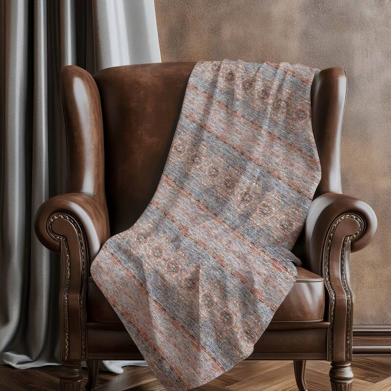 Premium Machine Washable Boho Stripes Sherpa Throw Blanket