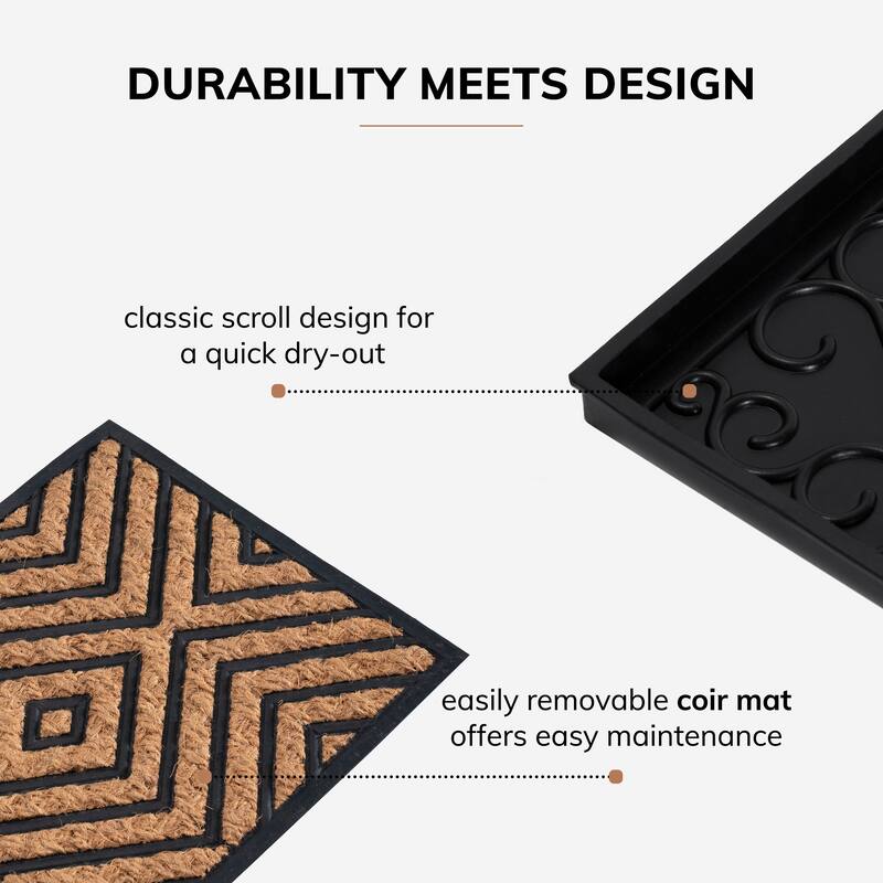 Jani Natural & Recycled Rubber Boot Tray with Diamond Coir and Rubber Insert