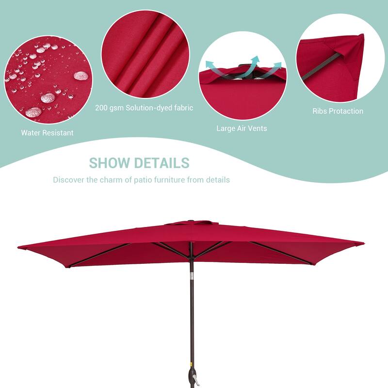 AOOLIMICS 10×6.5FT Rectangular Patio Umbrella with UV Protection, Easy Tilt, and Wind-Resistant Features
