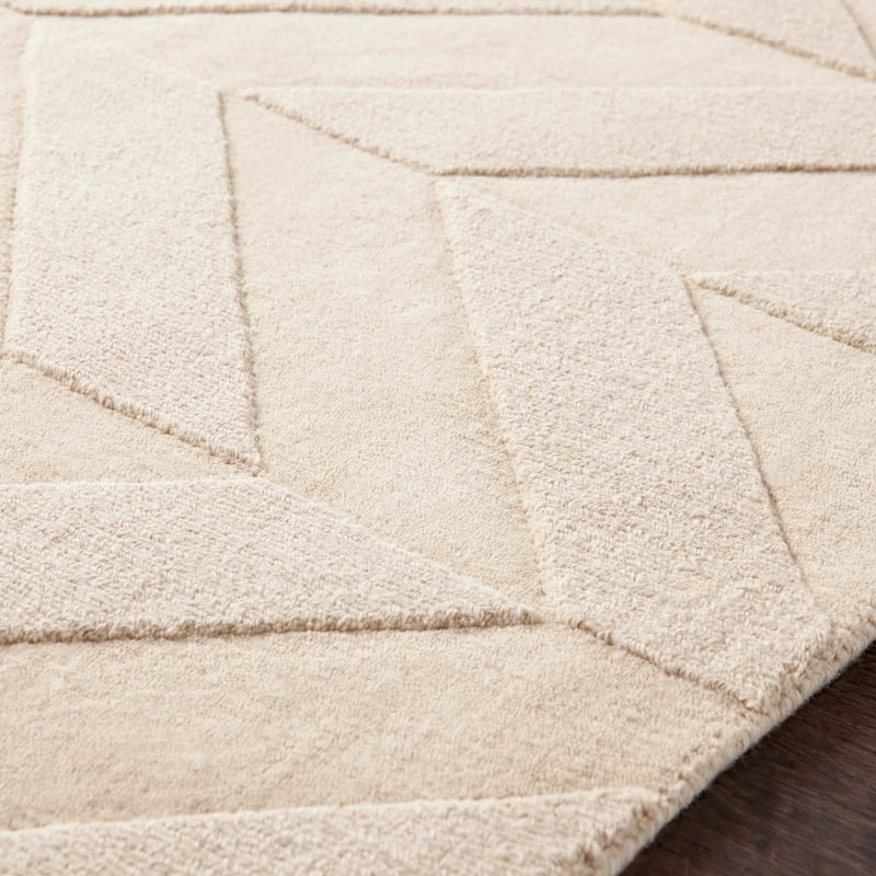 Hand-Woven Ann Tone-on-Tone Zig-Zag Wool Area Rug