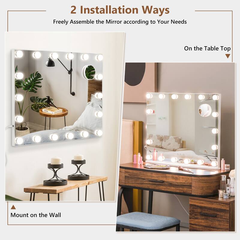 Costway Vanity Mirror w/ Lights 3 Color Lighting Modes Tabletop & - See Details