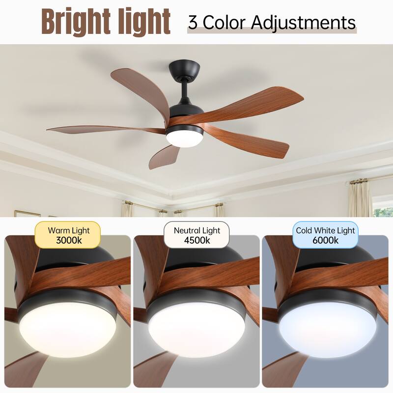 Sofucor 45/52 Inch Ceiling Fan with Remote & Lights Quiet DC Motor 5 Blade High CFM Modern Fan