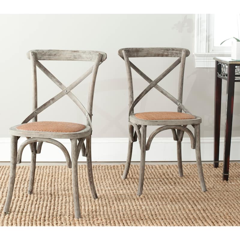 SAFAVIEH Zalya x-Back Antique White Dining Chair (Set of 2) - 20"Wx21"Dx35"H