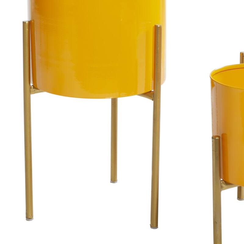 Metal Indoor Outdoor Planter with Removable Stand - Set of 3 Gold, Silver, Black, White, Teal, Yellow - Roche River Decor