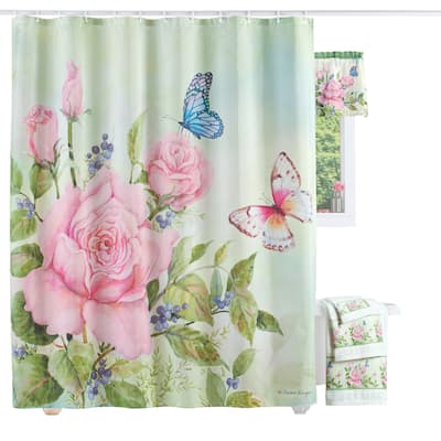 Colorful Butterfly Rose Shower Curtain
