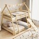 preview thumbnail 20 of 25, Twin Over Queen Bunk Bed Wooden Kids Bed with Climbing Nets and Ramp