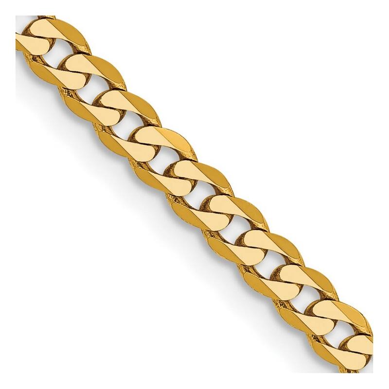 Curata 10k Yellow Gold 2.4mm Beveled Curb Link Chain Necklace (Lobster) Options: 16 18