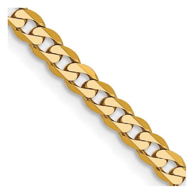 Curata 10k Yellow Gold 2.4mm Beveled Curb Link Chain Necklace (Lobster) Options: 16 18