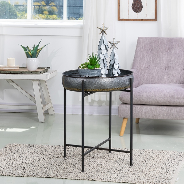 Galvanized shop end table