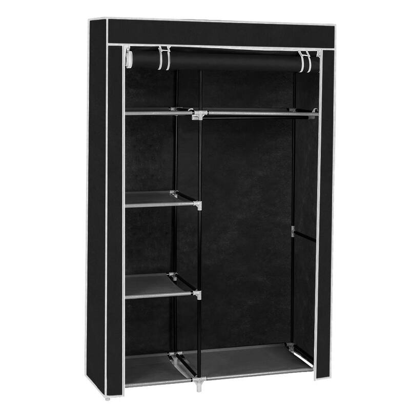 Portable Fabric Closet Wardrobe Storage Organizer,Black