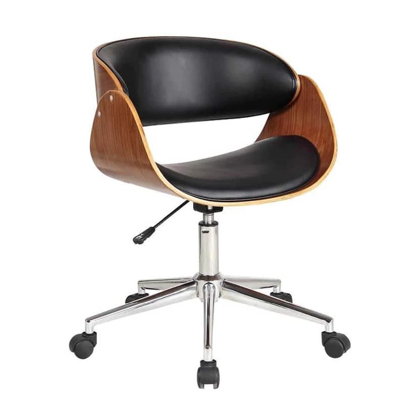 Brown Black and Silver Adjustable Height Swivel Rolling Office Chair