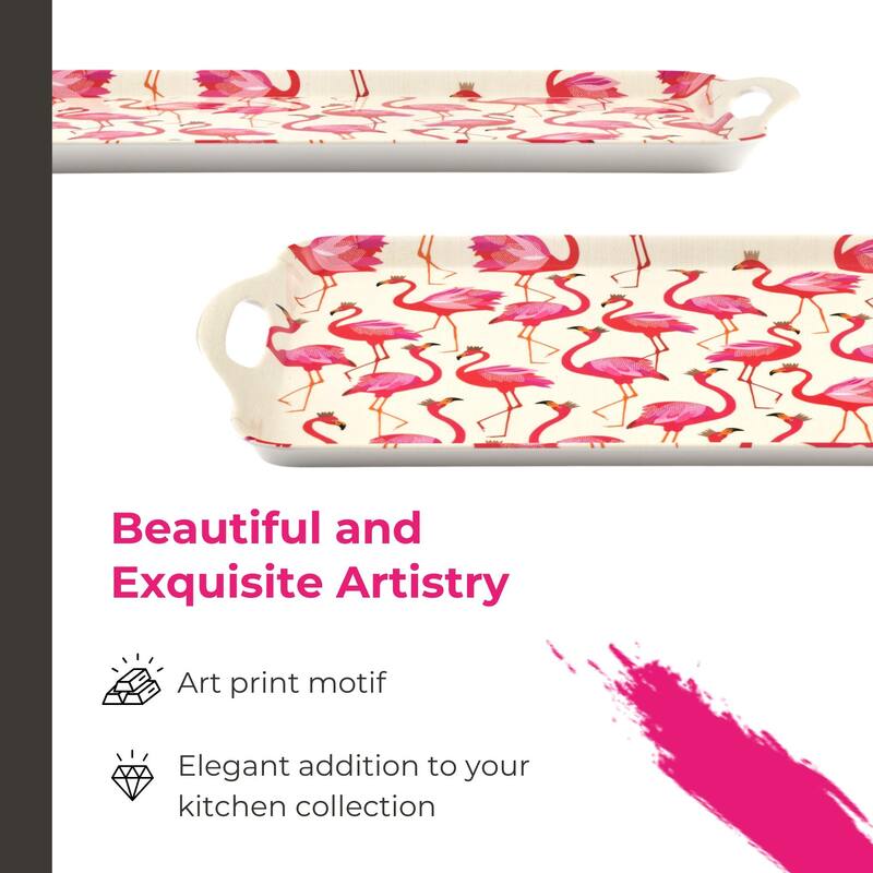 Pimpernel Sara Miller London Flamingo Large Handled Tray - 19.24" x 11.5"