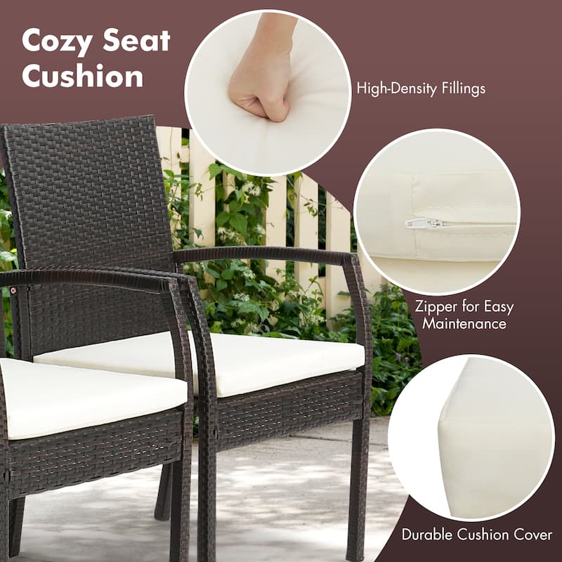 Costway 5PCS Patio Dining Set Cushion Armchairs Acacia Wood Table - 5-Piece