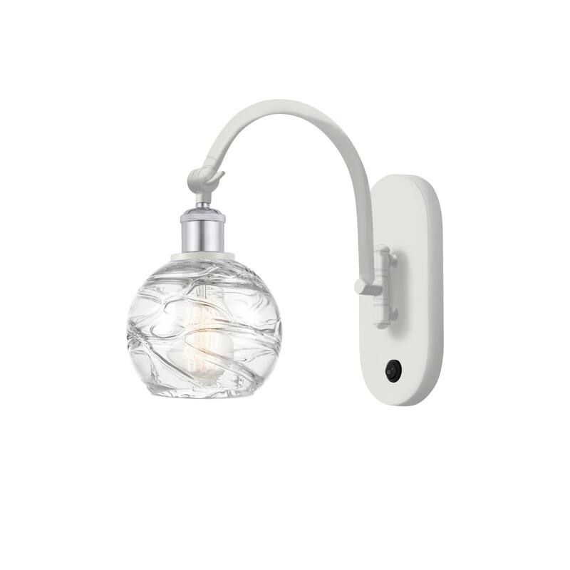 Innovations Lighting Ballston Athens Deco Swirl - 1 Light 6" Sconce - Arm Swivels Side To Side - White and Polished Chrome/Clear Deco Swirl