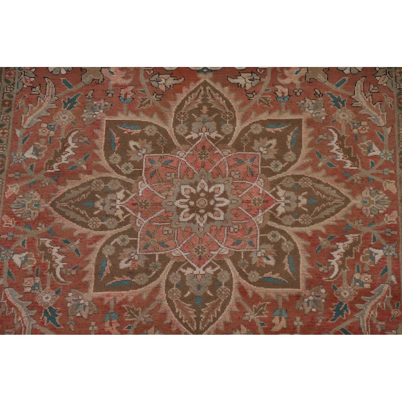 Hand Knotted Oriental 100% Wool Carpet Traditional Floral Red Heriz Area Rug - 9' 3'' X 6' 4''