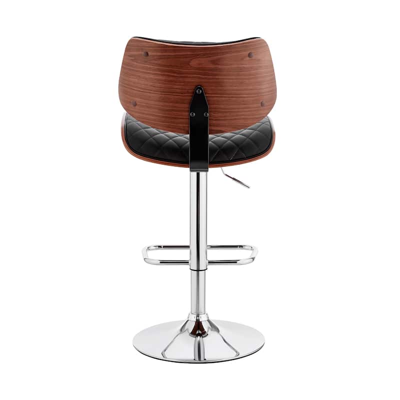 Leland Adjustable Faux Leather and Metal Bar Stool