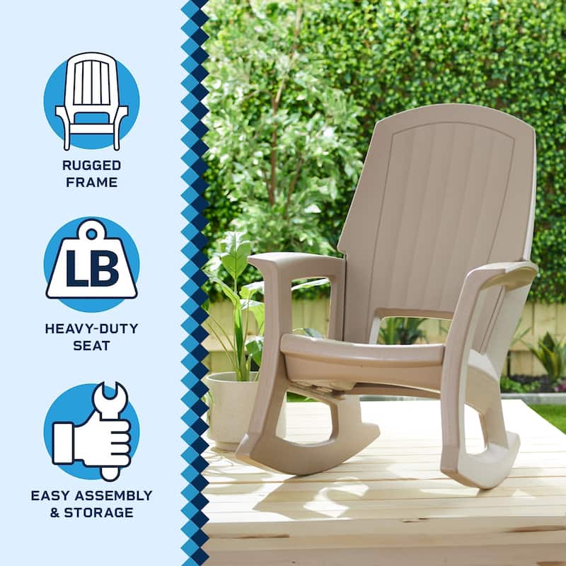 Semco Plastics Rockaway Heavy Duty All-Weather Outdoor Rocking Chair, Green - 26