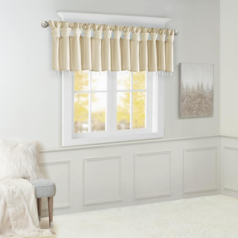 Madison Park Natalie Lightweight Faux Silk Valance with Beads - 50x26"