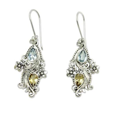 NOVICA Handmade Plumeria Sterling Silver Earrings (Indonesia) - 2.3*0.8