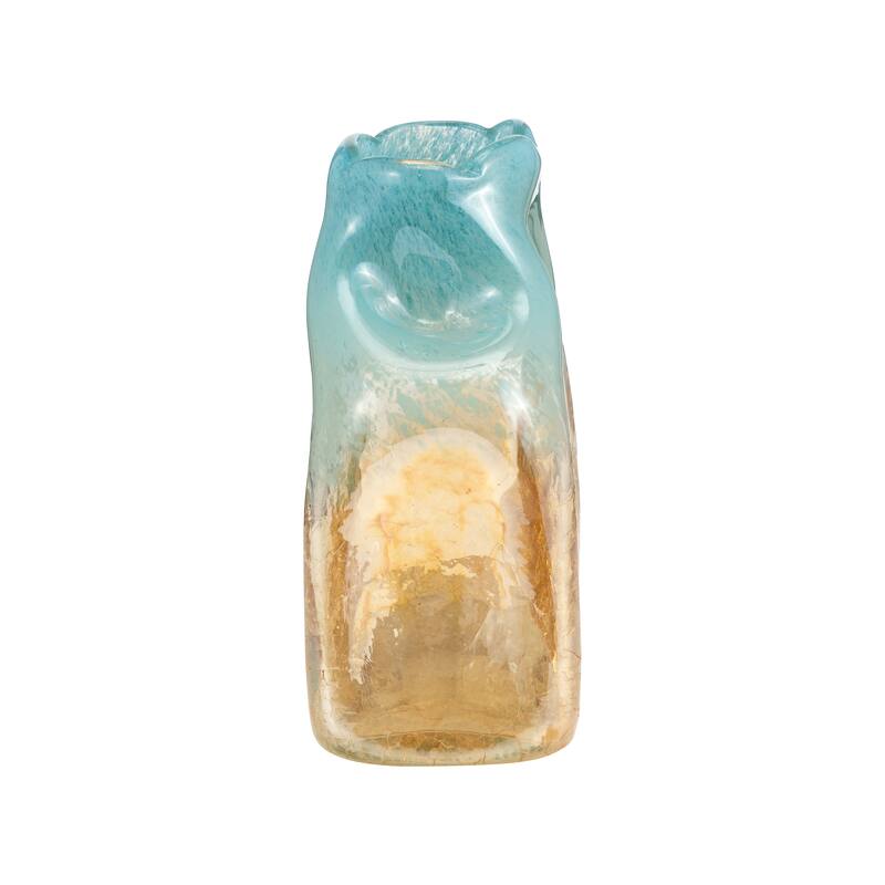 Sagebrook Home Artisan Glass Teal and Apricot Coastal Vase