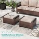 preview thumbnail 21 of 27, Bonosuki 3 Pieces Patio Sofa with Ottomans, All-Weather PE Rattan Wicker Sofa Small Patio Conversation Couch with Cushion, Brown
