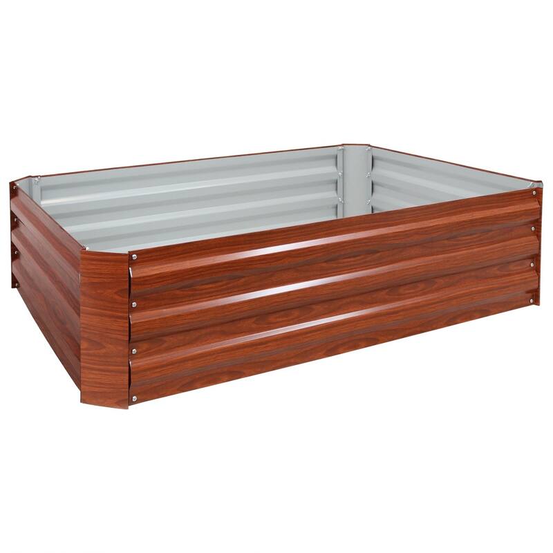 HomeRoots 12" X 48" Brown Steel Rectangular Raised Garden Bed