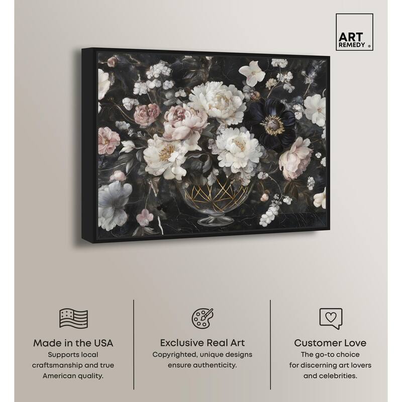 Peonies in Glass Vase Canvas by Art Remedy