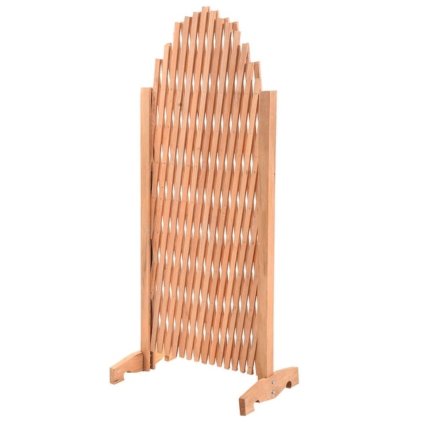 expanding portable fence wooden screen pet gate kid safety dog lawn patio garden