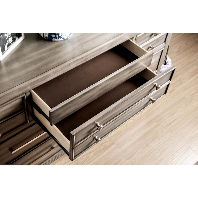 Hax Transitional Grey Solid Wood 7-Drawer 2-piece Dresser and Mirror Set by Furniture of America
