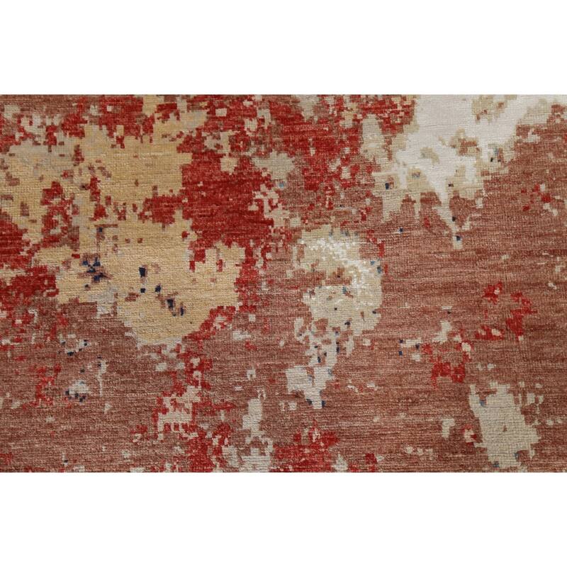 Vegetable Dye Wool/ Silk Abstract Area Rug Hand-knotted Modern Carpet - 6'5" x 9'6"