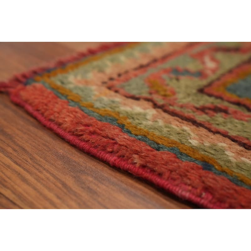 Hand Knotted Oriental 100% Wool Carpet Transitional Geometric Oranges & Rust Oushak Area Rug - 8' 1'' X 5' 6''