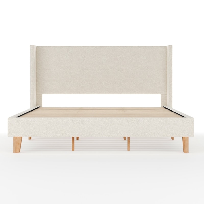 Martha Stewart Upholstered Platform Bed with Wingback Headboard