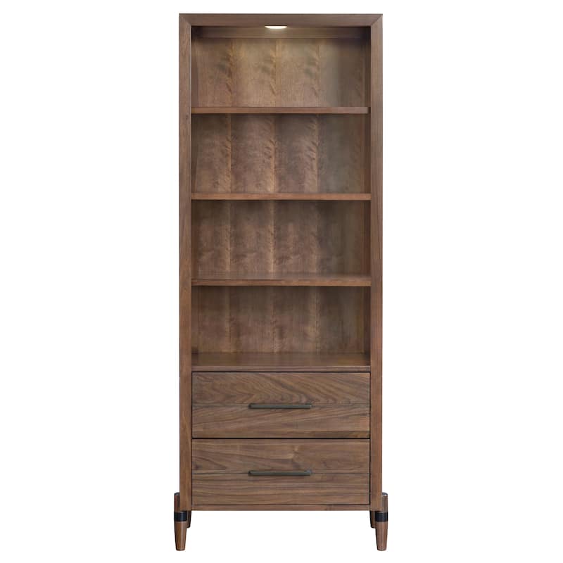 Bridgevine Home Tranquility Bookcase Pier, No Assembly Required, Walnut Finish - Walnut