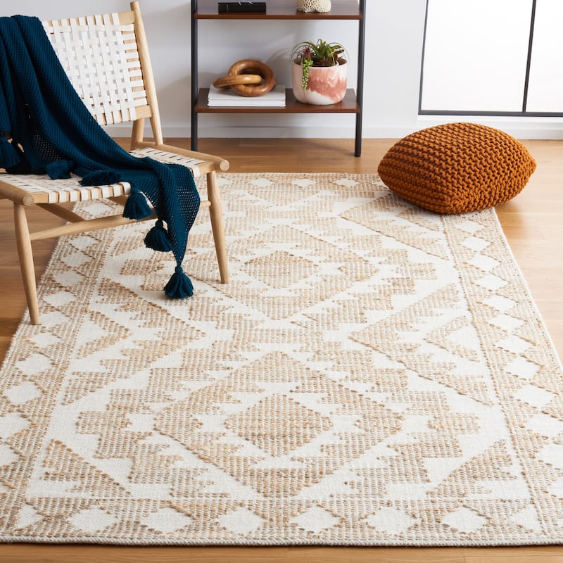 SAFAVIEH Handmade Natural Fiber Deepshikha Jute & Wool Rug - 3' x 5' - Ivory/Natural