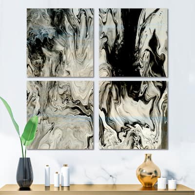 Designart "White, grey and White Marble Acrylic VII" Modern Canvas Wall Art Print