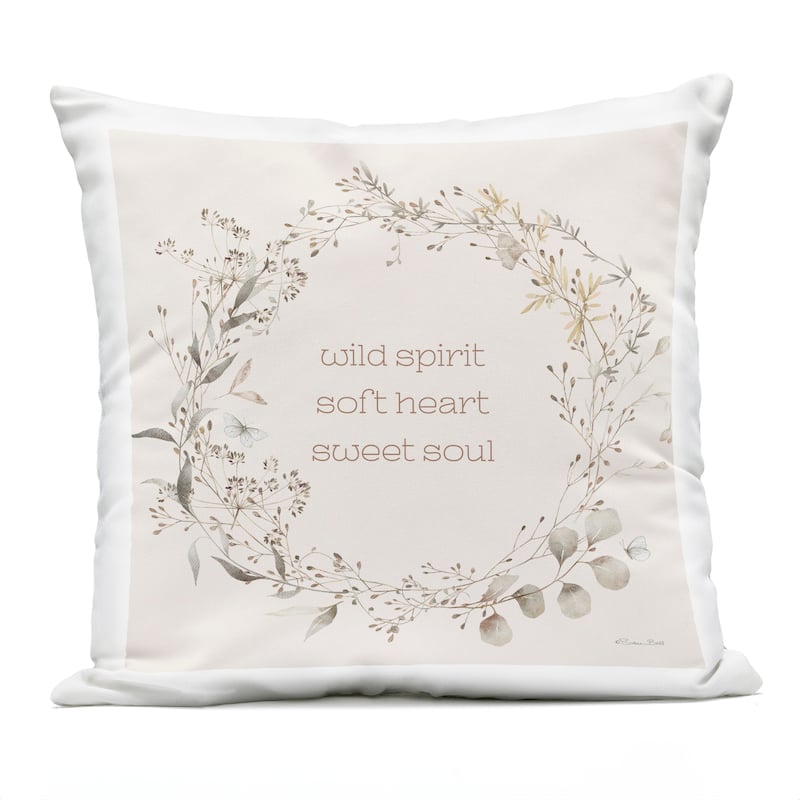 Stupell Wild Spirit Soft Heart Sweet Soul Printed Outdoor Throw Pillow Design by Sara Baker - Accent - Polyester - Beige - Single
