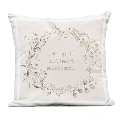Stupell Wild Spirit Soft Heart Sweet Soul Printed Outdoor Throw Pillow Design by Sara Baker