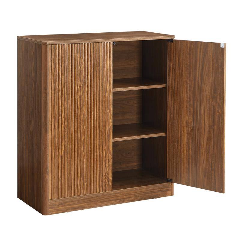 Fluted 31.5" Sideboard with Curved Design 2-Door Storage Cabinet for Stylish Organization