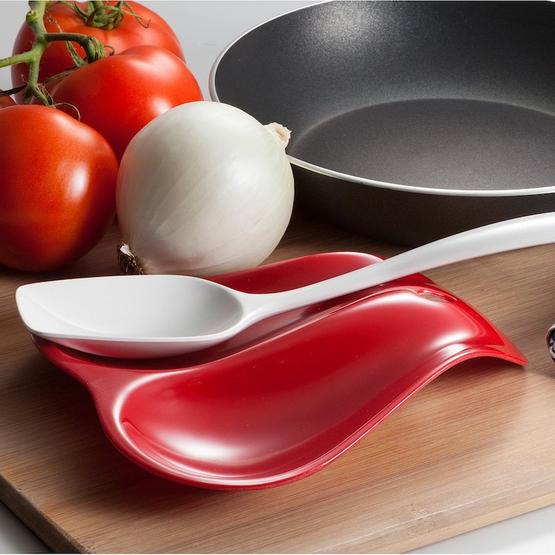 Hutzler Twin Double Melamine Spoon Rest - Sleek Design Holds 2 Large Spoons - 10 Color Choices - Turquoise