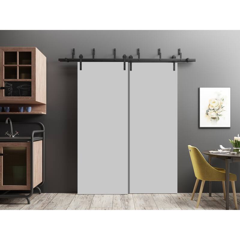 Sliding Closet Barn Bypass Doors 36 x 80 inches | Planum 0010 Matte Grey | Sturdy 6.6ft Rails Hardware Set