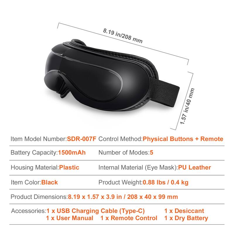Eye Massager with Heat, Heated Eye Massage Mask with 5 Modes and Bluetooth Music, 180° Foldable Eye Care Massager