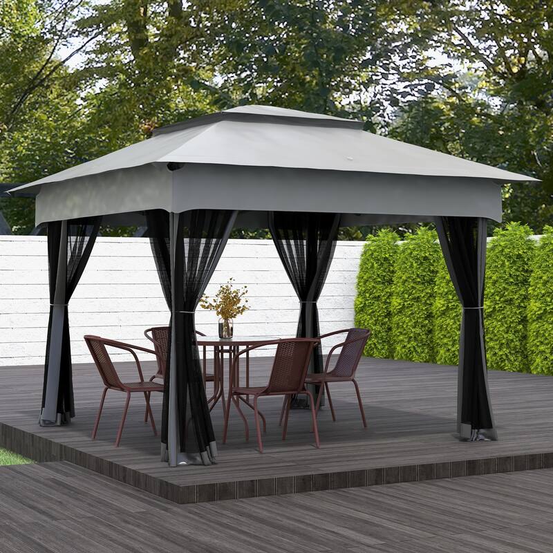11' x 11' Outdoor Patio Gazebo Shelter with Removable Zipper Netting