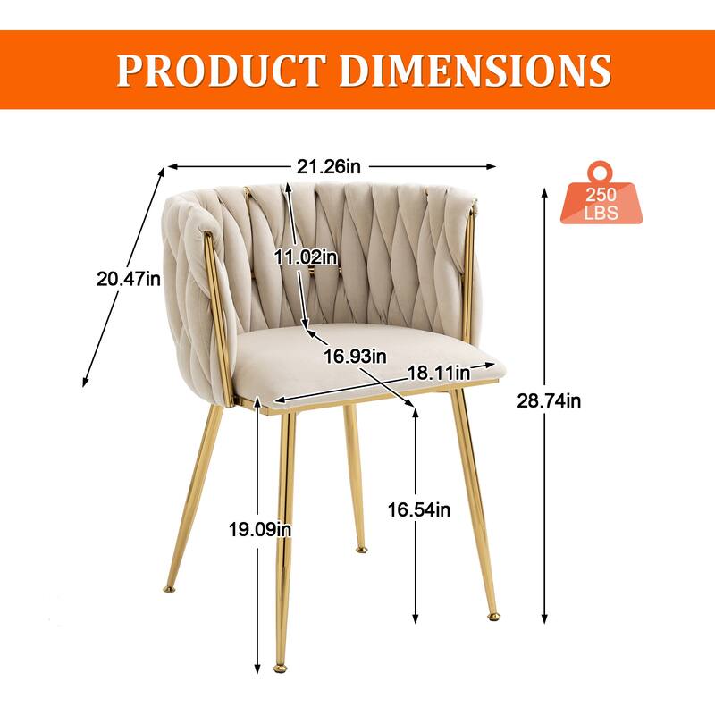 Makeup Chair, Home Backrest Light Luxury Dining Chair, Balcony Table Edge Chair (set of 2)