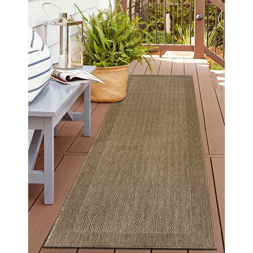 World Rug Gallery Contemporary Bordered Reversible Indoor / Outdoor Area Rug