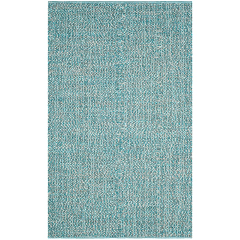 SAFAVIEH, Handmade Flatweave Montauk Gyrithe Casual Cotton Rug - 6' x 9' - Turquoise/Multi